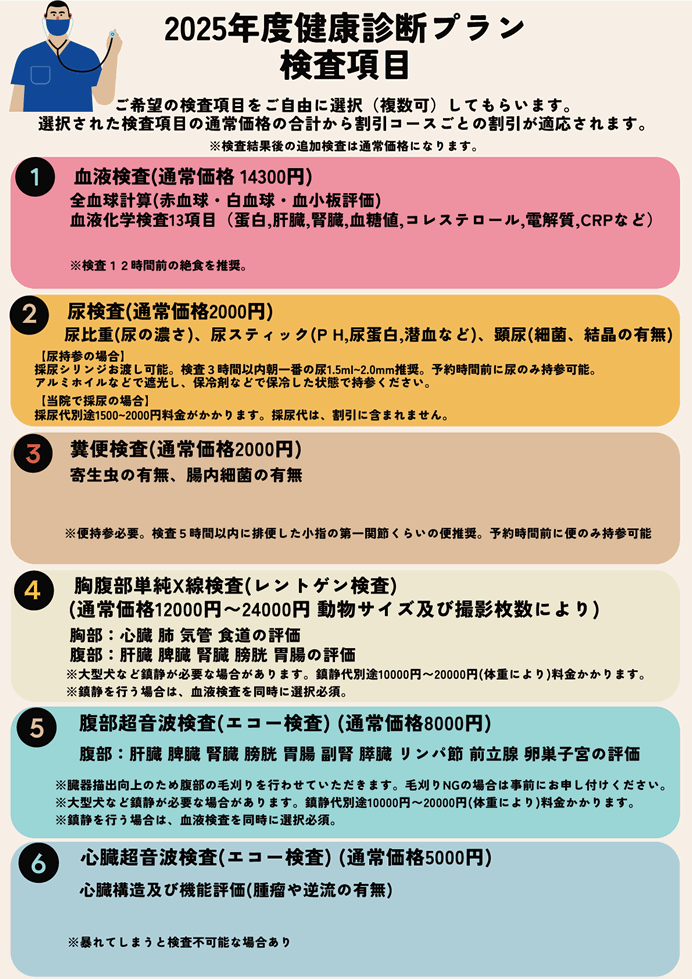 2025年度健康診断プラン 検査項目